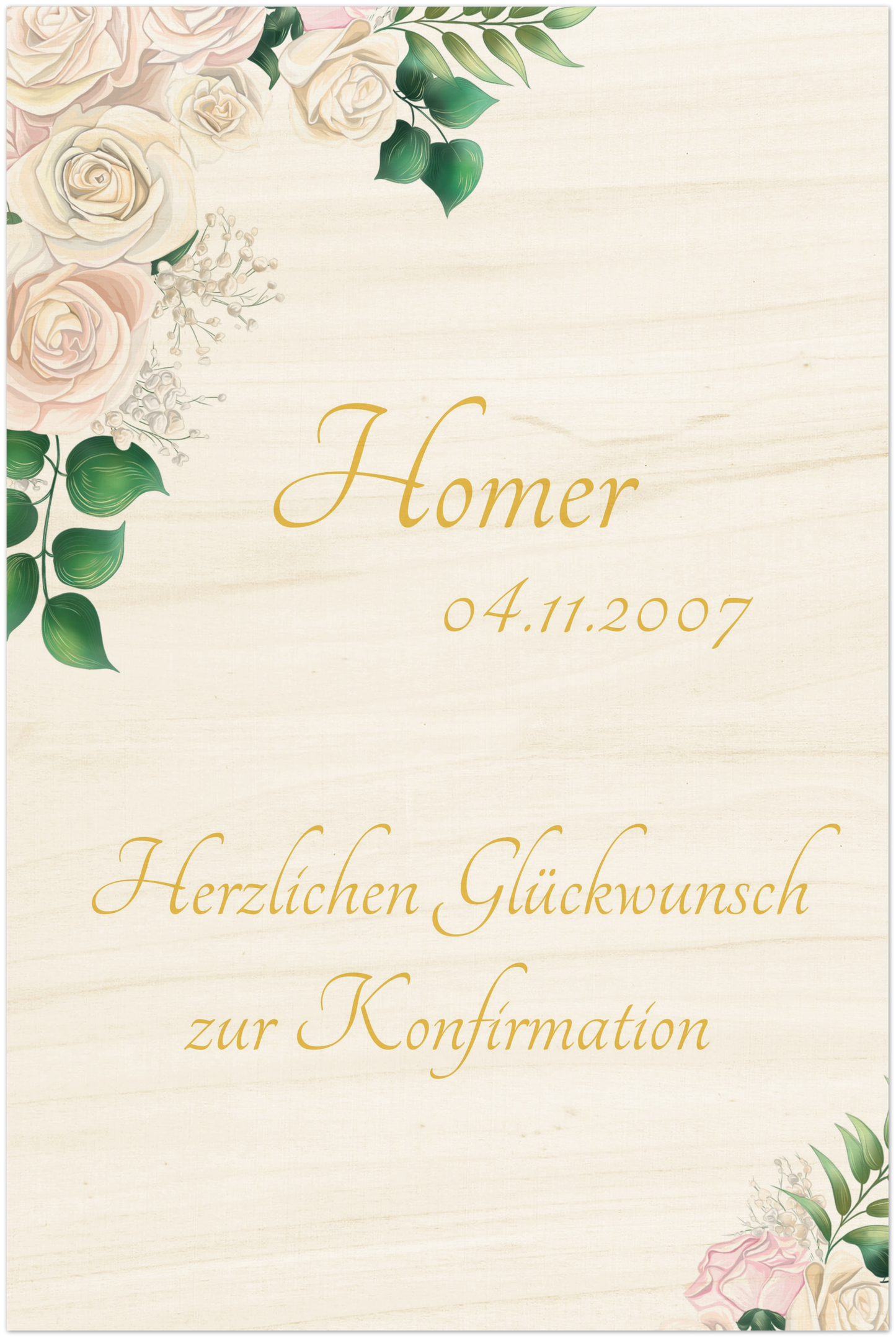 Homer Holzdruck zur Konfirmation